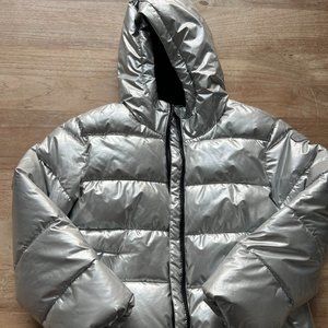 Worn once! - silver metal gap puffer  Size 8-10